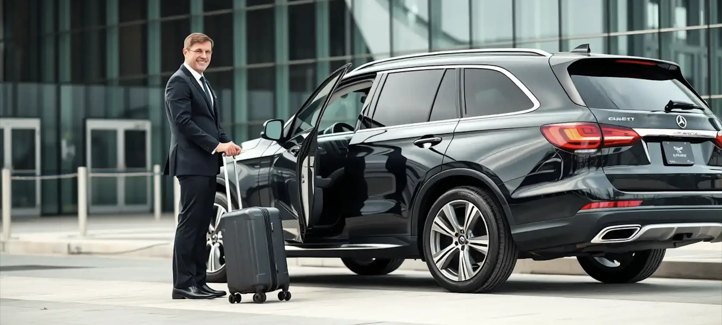 For City-to-City Chauffeur Service from London a Rideexec Chauffeur carrying luggage of a guest