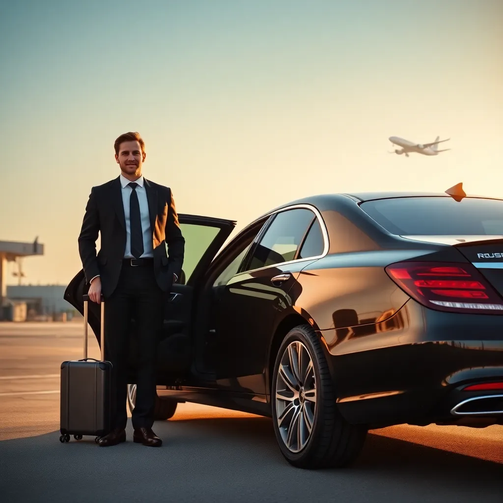 Female chauffeur holding a name board in the arrivals hall at an Airport