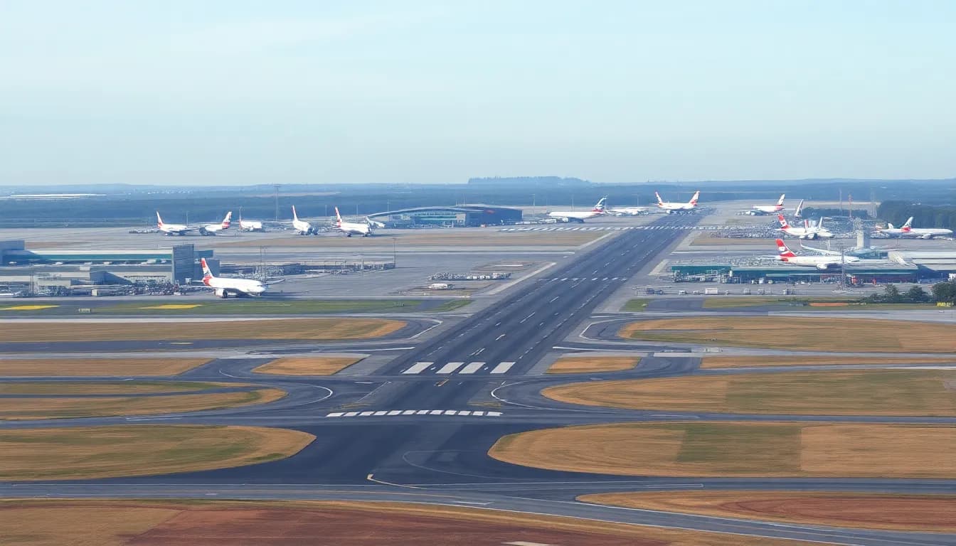 Stansted Airport runway with aircraft, where Rideexec chauffeurs provide seamless pick-up and drop-off services
