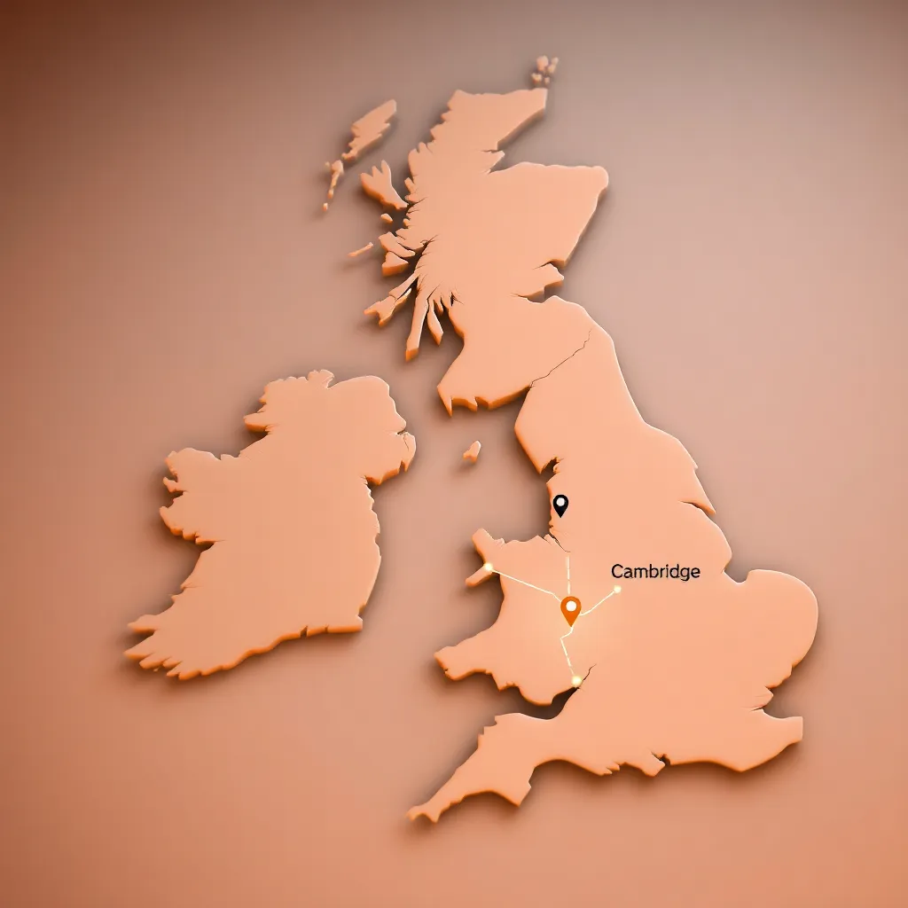 UK map for Rideexec city to city chauffeur service website page